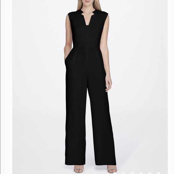 Tahari Pants - Tahari sleeveless knotchneck jumpsuit